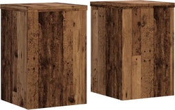 vidaXL - Plantenstandaards - 2 - st - 20x20x30 - cm - bewerkt - hout - oud - houtkleurig