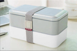Bento Box - Lunchbox met 2 vakken en eetstokjes - Grijs