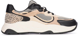 POSH by Poelman MACY - Dames Sneakers - Imitatieleer met mesh - Wit/beige (42)