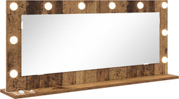 vidaXL - Make-up - Spiegel - met - LED - Licht - in - Oud - Hout - 100x45x18 - cm