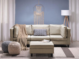 Beliani FEVIK - - Driezitsbank - beige - polyester