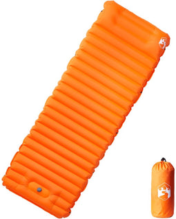 vidaXL - Kampeermatras - met - kussen - zelfopblazend - 1-persoons - oranje