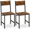 coast Set van 2 Eetkamerstoelen - Rustiek Bruin - Metalen Poten & Schuine Rugleuning (2 stuks)