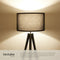 tectake® Vloerlamp Lunaris - Staande lamp 3-poot - 158 cm hoog - Linnenlook kap - Voetschakelaar - Zwart