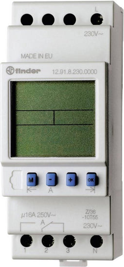 Finder 12.91.8.230.0000 Schakelklok voor DIN-rails 230 V/AC Dagprogramma