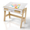 Juskys Fietje Plus Kinderbureau met Verstelbaar Blad en Opbergruimte - Wit/Naturel - 94 x 76 x 63 cm