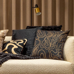 Dutch Decor Sierkussen River - Polyester - Zwart / Goud - 45x45 cm (BxD) - Raven