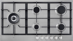 ETNA KGF889RVSA - Gaskookplaat - 5-pits met Wokbrander - 90 cm - RVS