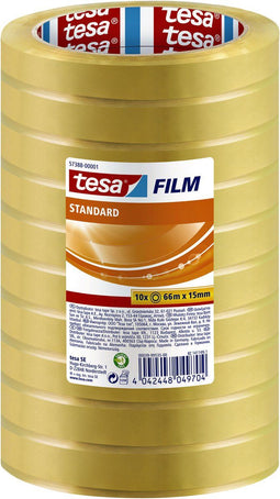 Plakband tesafilm standaard 66mx15mm transparant | 10 stuks