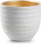 Jodeco Plantenpot/bloempot Beau - wit/goud - keramiek - D14 x H16 cm - hotel chique