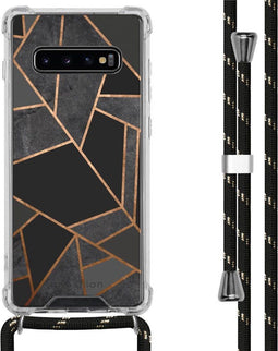 iMoshion Hoesje Geschikt voor Samsung Galaxy S10 Plus Hoesje Met Koord - iMoshion Design Hoesje met Koord - Zwart / Meerkleurig / Goud / Black Graphic