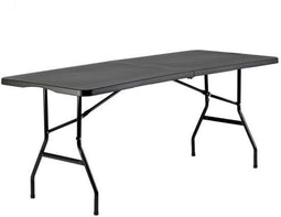 BRASQ Inklapbare Vouwtafel Zwart - 180x70x74cm- Campingtafel - Klaptafel - Weerbestendig - Tafel met