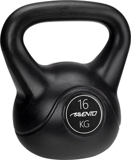 Avento Kettlebell - 16 kg - Kunststof met cementvulling - Zwart
