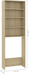vidaXL - Wasmachinekast - 64x24x190 - cm - wit - en - sonoma - eikenkleurig