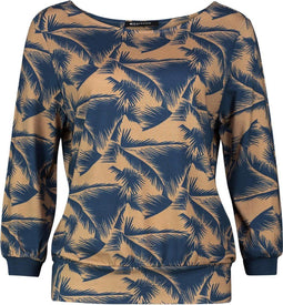 Expresso Eto - Top - Driekwartmouwen - Beige en blauw (XXL)