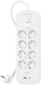 Belkin SRB003vf2M-V2 - Beveiligde stekkerdoos - 8x Geaarde stekkers 1x USB A 1x USB type-C - Wit
