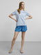 Pieces PCRIA SS FOLD UP SOLID TEE NOOS - T-shirt - Ronde hals korte mouwen - Kentucky Blue
