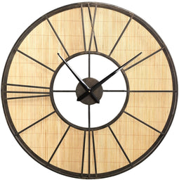 PTMD Andis Natural Metal Wall Clock Rattan Background