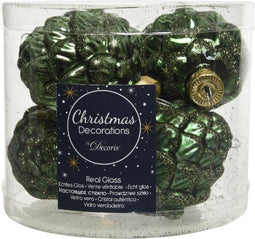 6 Glazen dennenappels 5 x 7 cm dennen groen