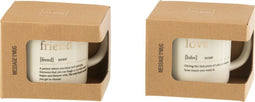 J-Line mok Boodschap Love Friend - keramiek - goud - 2 stuks