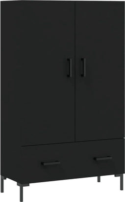 vidaXL - Hoge - kast - 69,5x31x115 - cm - bewerkt - hout - zwart