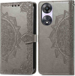 iMoshion Hoesje Geschikt voor Oppo A78 Hoesje Met Pasjeshouder - iMoshion Mandala Bookcase - Grijs