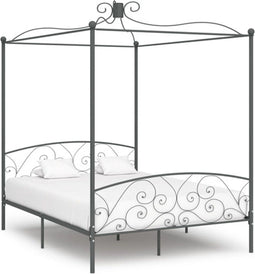 vidaXL - Hemelbedframe - metaal - grijs - 160x200 - cm