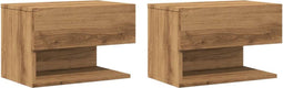 vidaXL - Nachtkastjes - 2 - st - wandgemonteerd - artisanaal - eikenkleur