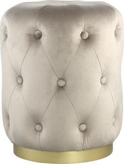 PTMD Xelena Velvet Poef - H47 x Ø36 cm - Fluweel - Beige