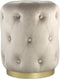 PTMD Xelena Velvet Poef - H47 x Ø36 cm - Fluweel - Beige