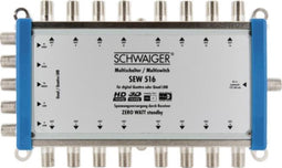 Schwaiger SEW516 531 Satelliet multiswitch Ingangen (satelliet): 5 (4 satelliet / 1 terrestrisch) Aantal gebruikers: 16