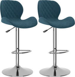 vidaXL - Barkrukken - 2 - st - fluweel - blauw