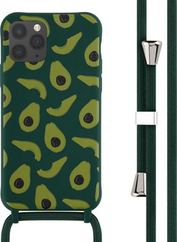 iMoshion Hoesje Geschikt voor iPhone 11 Pro Hoesje Met Koord - iMoshion Siliconen design hoesje met koord - Groen / Avocado Green