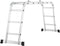 Hosel Multifunctionele vouwladder 4 in 1 - 3.6M - Aluminium - Zilver zwart