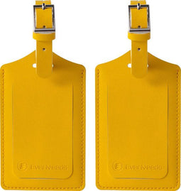 EverNeeds Bagagelabel - PU Leer - Privacyflap - Geel (2 stuks)