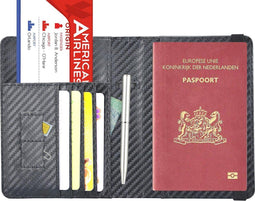 Carbon style RFID Paspoort hoesje - Paspoorthouder Zwart