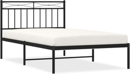 vidaXL - Bedframe - met - hoofdbord - metaal - zwart - 107x203 - cm