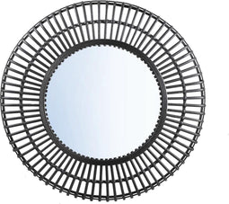 PTMD Zandor Black bamboe spiegel rond groot