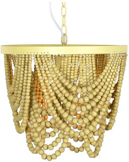 Plafondlamp DKD Home Decor Metaal Bruin Geel 50 W Hout MDF (35 x 35 x 95 cm)