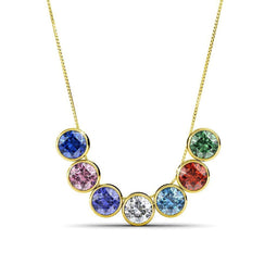 Yolora Dames Ketting - Set van 7 - 7 Gekleurde Kalpa Camaka Kristallen - 18K Geel Verguld (set van 7)