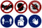 Waarschuwingsstickers set a 6 stuks Ø18cm covid 19 corona