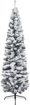 vidaXL - Kunstkerstboom - met - sneeuw - smal - 240 - cm - PVC - groen