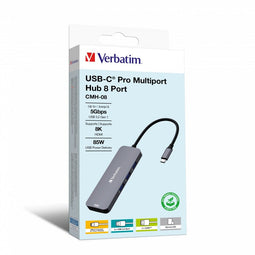 Verbatim USB-C Pro - Multiport Hub 8 Poorten - 2x HDMI 4K - Zilver