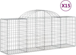 vidaXL - Schanskorven - 15 - st - gewelfd - 200x50x80/100 - cm - ijzer