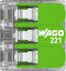 WAGO 221-423 221 Verbindingsklem Flexibel: 0.14-4 mm² Massief: 0.2-4 mm² Aantal polen: 3 50 stuk(s) Transparant, Groen
