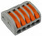 WAGO 222 Lasklem Flexibel: 0.08-4 mm² Massief: 0.08-2.5 mm² Aantal polen: 5 40 stuk(s) Grijs, Oranje