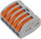 WAGO 222 Lasklem Flexibel: 0.08-4 mm² Massief: 0.08-2.5 mm² Aantal polen: 5 40 stuk(s) Grijs, Oranje