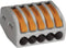 WAGO 222 Lasklem Flexibel: 0.08-4 mm² Massief: 0.08-2.5 mm² Aantal polen: 5 40 stuk(s) Grijs, Oranje