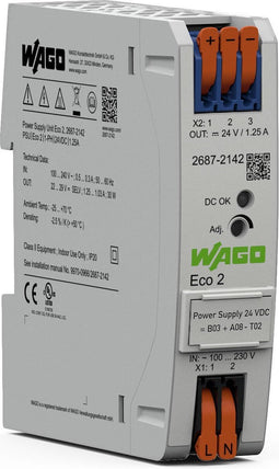 WAGO 2687-2142 Behuizing voor stroomvoorziening 24 V/DC 1.25 A 30 W Inhoud: 1 stuk(s)
