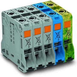 WAGO 285-159 3-faseklem 20 mm Spanveer Grijs, Blauw, Groen, Geel 1 stuk(s)